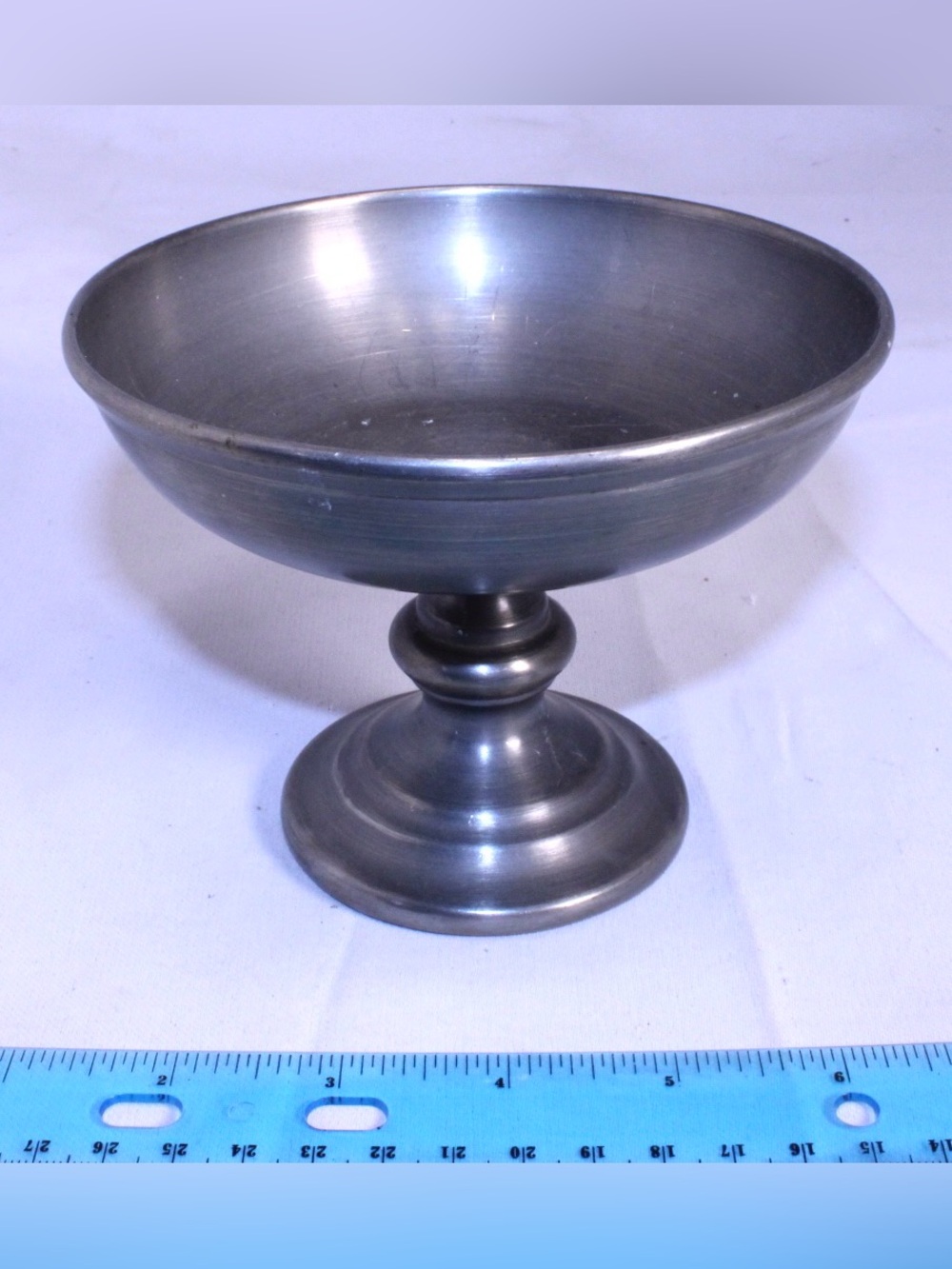 Vintage Pewter Pedestal Bowl Footed Chalice Compote Centerpiece
